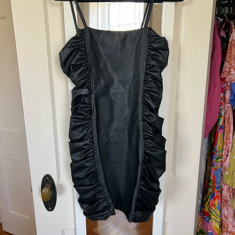 Black leather dress! Size 4 super cute!